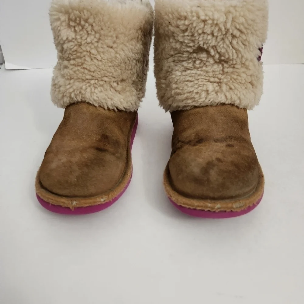 UGG | Ellee boots suede shearling purple buckle sz 1